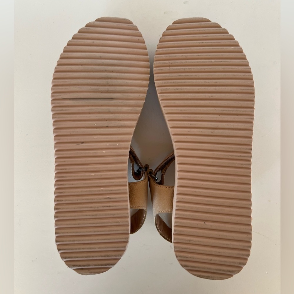 Madewell The Maggie Leather Strap Platform Sandals Colorblock Sandstone Tan, 8.5 - Picture 10 of 12